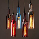 Raelf 5 têtes de verre Creative couleur Plafond d'éclairage Bouteille de vin Pendant Light Personality restaurant Suspension Fixture Loft Café Bar industriel Ferme Lustre Luminaires Décoration Lustre