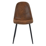 FITATHOME Lot de 4 Chaises Tendance Scandinave Rétro Vintage Suède Marron Pied Métal Noir Salle à Manger Salon Bureau Chambre