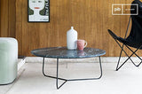 pib Table Basse scandinave Vertü en marbre Vert - Association Facile, Matériaux Nobles | Une Table Basse au Luxe Intemporel Entre marbre Vert et métal Mat - Noir foncé (L80 x H33 x P80 cm)