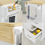 SoBuy® FKW41-WN Desserte sur roulettes Meuble de Cuisine de Service Roulant en Bois - Plans de Travail Rabattables - Haute Qualité et Stabilité