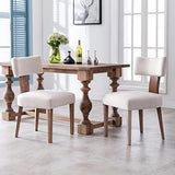 Wahson Lot de 4 Chaises de Salle à Manger en Tissu de Lin Chaise de Cuisine avec Pieds Bois, Chaises de Salon Rembourrées Style Vintage (Crème)