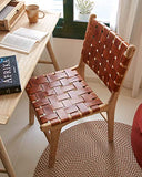 Kave Home - Chaise Calixta en Cuir et Bois de Teck Massif