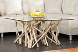 DuNord Design Table Basse Table d'appoint Algarve Bois flotté schwemmholz Massif Naturel Table en Verre
