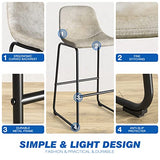 RFIVER Lot de 2 Tabouret de Bar, Chaise de Salle à Manger de Style Vintage Confortable avec Siège en Cuir PU et Base en Métal Robuste pour Cuisine Salon, Beige