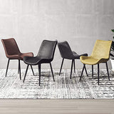 Générique Chaises de Salle à Manger Chaises de Salon de Loisirs Chaise d'invité de Club de Salle à Manger Rembourrée, avec Pieds en Métal Noir et Siège en Similicuir Marron