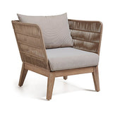 Kave Home - Fauteuil Belleny Beige avec accoudoirs et Structure en Bois Massif d'eucalyptus pour Usage intérieur et extérieur