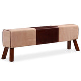 Festnight Banc Cuir Véritable Tabouret de Style Vintage Marron et Beige 160 x 28 x 50 cm