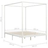 vidaXL Bois de Pin Massif Cadre de Lit à Baldaquin Lit Double Lit Adulte Lit Coffre Sommier à Lattes Chambre à Coucher Maison Intérieur Blanc 160x200 cm