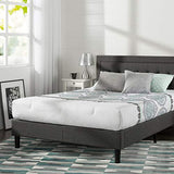 Cadre de lit plateforme capitonné 35 cm Dachelle ZINUS | Sommier | Support à lattes en bois | Facile à monter | 160 x 200 cm | Gris foncé