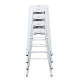 Buschman Ensemble de 4 Tabourets en Métal de Couleur Blanc Mat | Siège Vintage Industriel Empilable pour Bars, Bistro, Jardin, Cuisine | Chaises pour Intérieur et Extérieur - Hauteur 76 cm