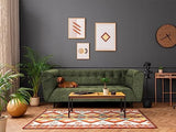 postergaleria Canapé 3 Places Vert 200 cm - avec Rembourrage Moelleux, Dossier surpiqué, avec Pieds Noirs, en Tissu Velours - Canapé pour Salon, Chambre d'amis, Meubles de Salon