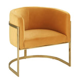 BHDesign Mercy - Fauteuil Moderne Arrondi - Velours - Acier doré - Orange