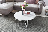 FineBuy Table Basse ø 80 cm Rond pour Salon | Mat laqué | Couleur Blanc | Design Moderne