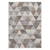 mynes Home Tapis moderne à poils courts en beige, gris, marron avec motif géométrique triangulaire, convient également comme tapis de salon et chambre d'enfant (120 x 170 cm)