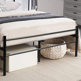 H.J WeDoo Cadre de lit Double Plateforme en métal | Sommier | Support à Lattes en métal | Rangement sous Le lit | 140 x 190 cm | Noir