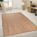 Paco Home Tapis De Salon Fibres Naturelles Artisanal Jute Chiné Motif Moderne Style Boho, Dimension:120x170 cm, Couleur:Naturelle 2