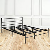 H.J WeDoo Cadre de lit Double Plateforme en métal | Sommier | Support à Lattes en métal | Rangement sous Le lit | 140 x 190 cm | Noir