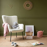 Happy Garden Fauteuil EIRA, en Tissu Bouclette écru, Effet Peau de Mouton, piétement en métal
