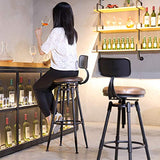 tabouret de bar avec dossier noir metal et bois industriel industrielle rétro Tabouret pivotant à hauteur réglable Tabouret de comptoir bar Tabouret rustique bois, Chaise de salle à manger scandinave