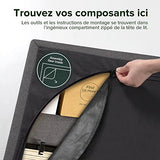 Lit à plate-forme rembourrée et cousue au diamant capitonné 35 cm Shalini ZINUS | Support à lattes en bois | Facile à monter | 160 x 200 cm | Gris foncé