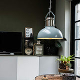 QAZQA Industriel Lampe à Suspension/Lustre/Luminaire/Lumiere/Éclairage industrielle gris - Industriel 37 Acier Gris,Acier Rond E27 Max. 1 x 40 Watt/intérieur/Salon/Cuisine
