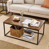 VASAGLE Table Basse pour Salon, avec Cadre en Acier, Facile à Assembler, 100 x 55 x 45 cm, Style Industriel, Marron Rustique et Noir LCT052B01