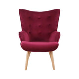 ZONS YPOS Fauteuil en Velours et Pieds en Bois 69x76xH98cm Bordeau