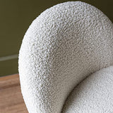 Happy Garden Chaise HELMI, Fauteuil d'appoint, Tissu Bouclette écru, Effet Peau de Mouton, piétement en métal