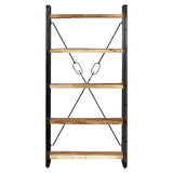 Festnight Bibliothèque à 5 Niveaux Étagère de Rangement de Style Industriel Bois de Manguier et Acier 90x30x180 cm