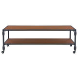 Tidyard Table Basse avec 1 Etagère en Bois de Sapin Style Industriel Marron 120x60x40 cm