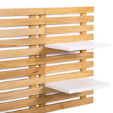 IDMarket - Tête de lit Lattes AVA 240 CM Bois Clair et étagères Blanches