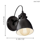 Eglo IAP1292714 Applique Murale, Acier, E27, Noir