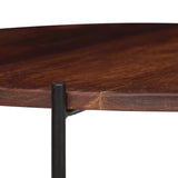 Tidyard Table Basse Gigognes 2 pcs | Table Basse Industrielle | Table Ronde en Bois de Sesham Massif 60 x 35 cm