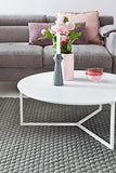 FineBuy Table Basse ø 80 cm Rond pour Salon | Mat laqué | Couleur Blanc | Design Moderne