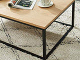 HOMIFAB Table Basse Industrielle 110x60x34 cm Noir et Effet chêne - Collection Brixton.