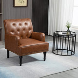 SEPNINE Fauteuil Classique en Cuir synthétique - pour Salon et Chambre - Charge maximale : 150 kg (Brun)