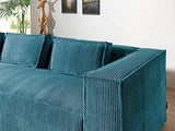 Lisa Design - Canapé d'angle Stella - Canapé 4 Places en Velours Côtelé - Style Contemporain - Fabriqué en Europe - Gauche, Bleu Canard