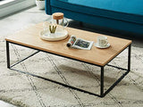 HOMIFAB Table Basse Industrielle 110x60x34 cm Noir et Effet chêne - Collection Brixton.