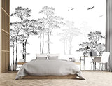 MUNXIN WALLPAPER Papier Peint Panoramique Paysage D'Arbre Croquis Noir Et Blanc Poster Tapisserie Mural Personnalisé 3D Pour Salon Chambre Décoration Murale