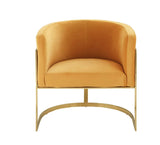 BHDesign Mercy - Fauteuil Moderne Arrondi - Velours - Acier doré - Orange