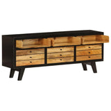 Festnight- Meuble TV en Bois Massif TV Cabinet Meuble de télévision avec 3 tiroir 120 x 30 x 50 cm Noir et Marron