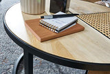 FineBuy Tables Gigogne Ensemble Deux pièces Bois Massif/Métal Table de Salon | Table d'appoint Ronde Style Industrielle | Meubles en Bois Massif Table Basse