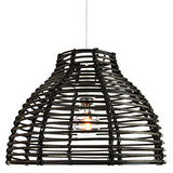 Abat-jour suspension Vintage noir en rotin, osier de style panier traditionnel par Happy Homewares