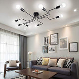 CARYS Plafonnier Lustres Retro Industriel Design Luminaire Plafonnier 8 Lampe de suspension Métal Noir E27 Pour Enfant Chambre Cuisine Salon Couloir Loft
