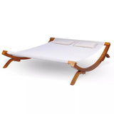 Festnight Bain de Soleil Double Lit de Jardin en Bois Blanc 200 x 188 x 42 cm