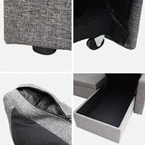 Alice's Home - Canapé d'angle Convertible en Tissu Gris chiné foncé - IDA - 3 Places. Fauteuil d'angle réversible Coffre Rangement lit modulable. 2 Coussins Inclus.