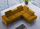 Deco In Paris Canapé d'angle Convertible avec Coffre de Rangement en Velours Jaune Moutarde Swan - Angle Droit 280x106x94x214cm