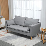 HOMCOM Canapés 2 Places Design Contemporain avec Coussins oreillers en Tissu de Lin et Pieds en Bois d'hévéa 200 x 87 x 95 cm Gris Clair