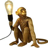 FErolan Lumière de Table Moderne, Lampe de Bureau de Singe, Résine Assis d'éclairage de Singe pour Le Salon, Chambre, Bureau, dortoir Universitaire,d'or,Without Light