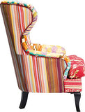 Kare design – Chaise Patchwork Aile, Tissu, Rouge/Multicolore